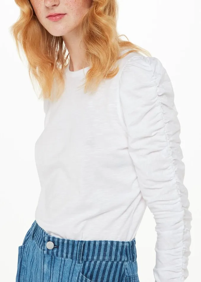 Whistles Tops White Ruched Sleeve Top 8211 Women
