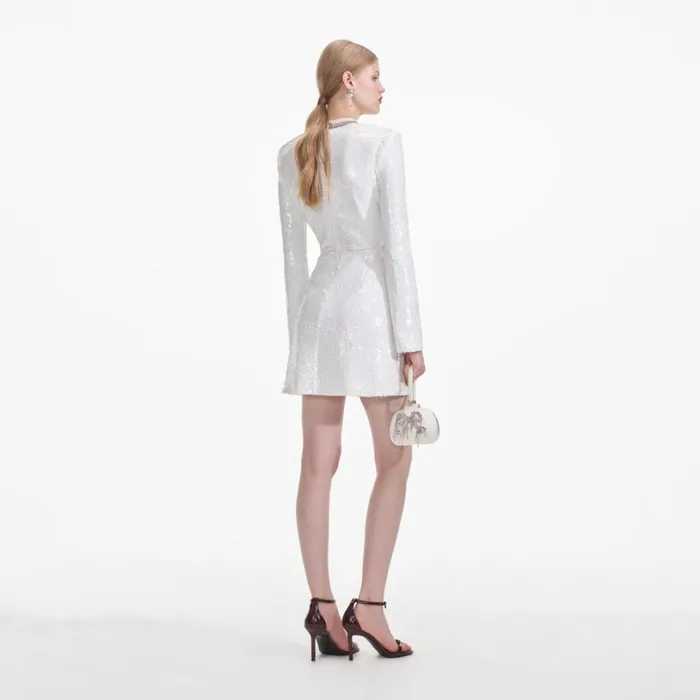 White Sequin Mini Dress Women Self Portrait Dresses White Sequin Mini Dress Women Self Portrait Dresses