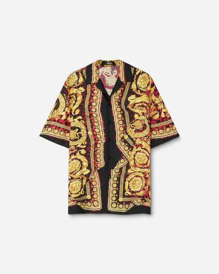Wild Barocco Illusion Silk Shirt Printred Men Versace Shirts