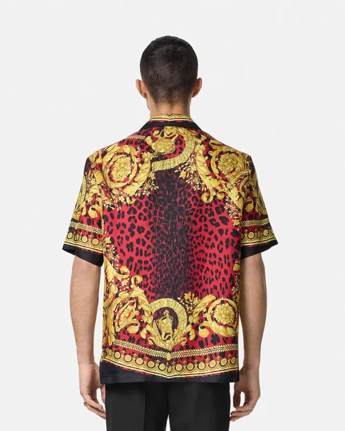 Wild Barocco Illusion Silk Shirt Printred Men Versace Shirts