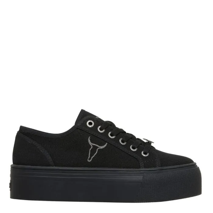 Windsor Smith Platform Sneakers Women RUBY BLACK CANVAS SNEAKERS