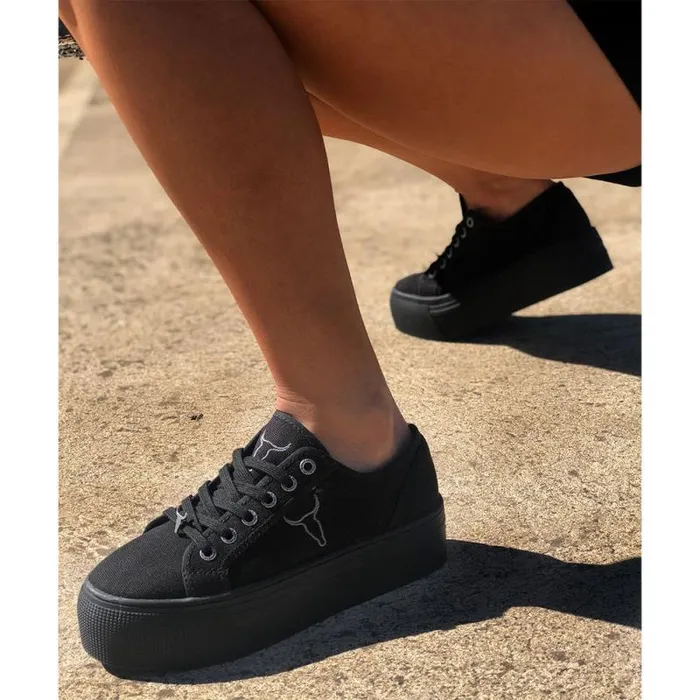 Windsor Smith Platform Sneakers Women RUBY BLACK CANVAS SNEAKERS