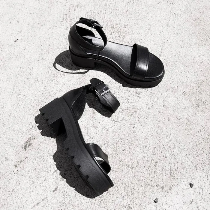 Windsor Smith Sandals Women ELSIE BLACK LEATHER SANDALS