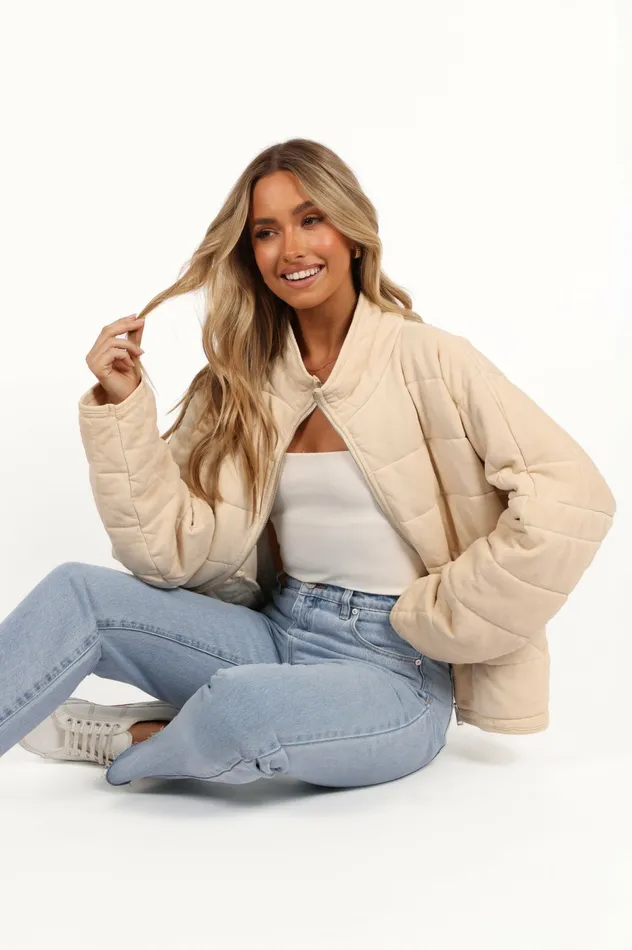 Women Alegra Quilted Jacket Cream Jackets and Coats Petal and Pup