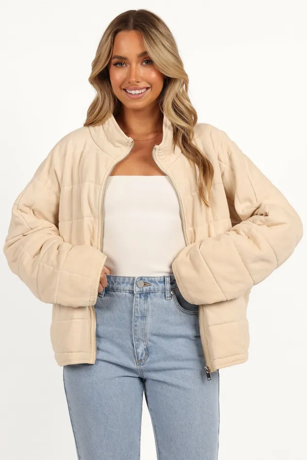 Women Alegra Quilted Jacket Cream Jackets and Coats Petal and Pup