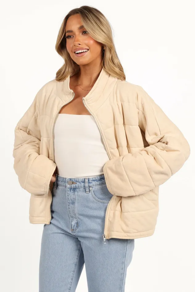 Women Alegra Quilted Jacket Cream Jackets and Coats Petal and Pup
