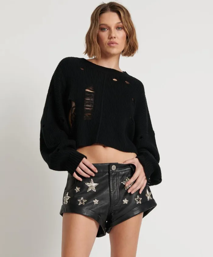 Women ALL STAR HAND EMBELLISHED LEATHER BANDIT One Teaspoon Bottoms