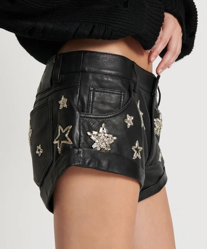 Women ALL STAR HAND EMBELLISHED LEATHER BANDIT One Teaspoon Bottoms