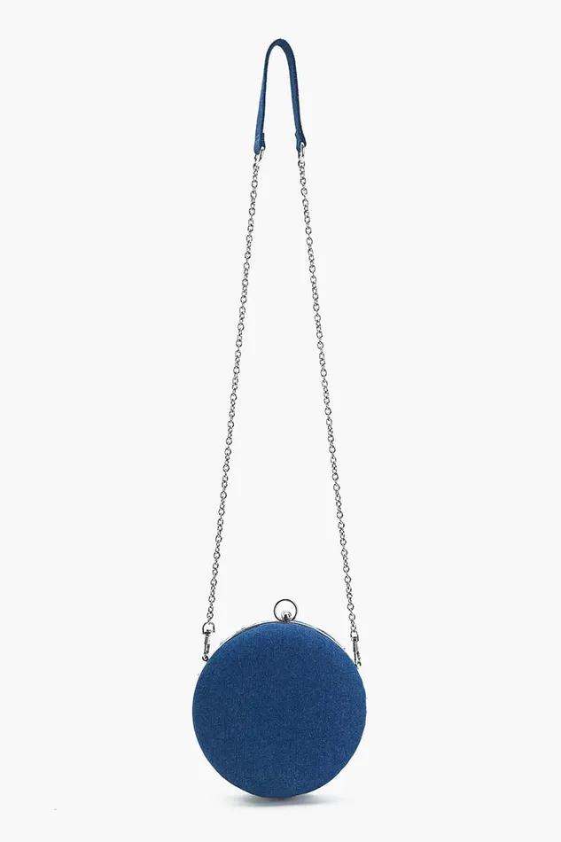 Women America and Beyond Denim Dazzle Beaded Clutch Crossbody Bags