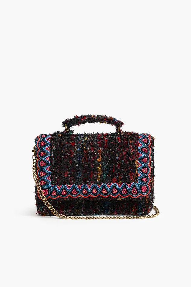 Women America and Beyond Hand Held beaded Clutch with Adjustable Chain Blk Multi Crossbody Bags Women America and Beyond Hand Held beaded Clutch with Adjustable Chain Blk Multi Crossbody Bags