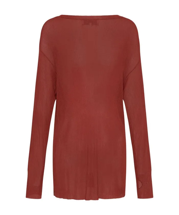 Women AMITY SHEER RIB KNIT TOP BROWN One Teaspoon Tops Women AMITY SHEER RIB KNIT TOP BROWN One Teaspoon Tops