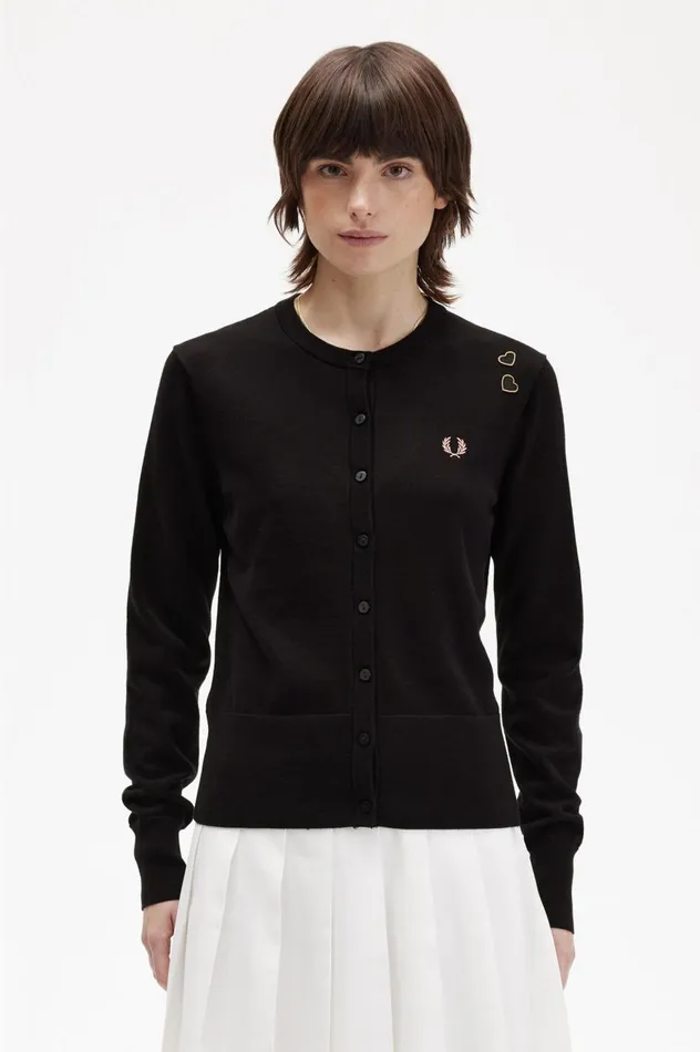 Women Amy Winehouse FoundationButtonThough Cardigan Black Fred Perry Knitwear