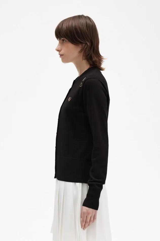 Women Amy Winehouse FoundationButtonThough Cardigan Black Fred Perry Knitwear