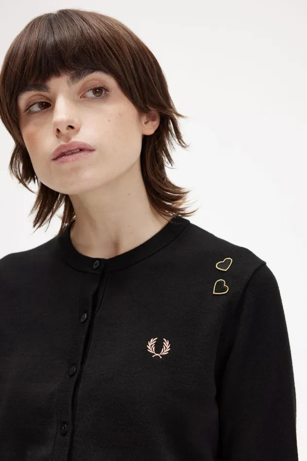 Women Amy Winehouse FoundationButtonThough Cardigan Black Fred Perry Knitwear