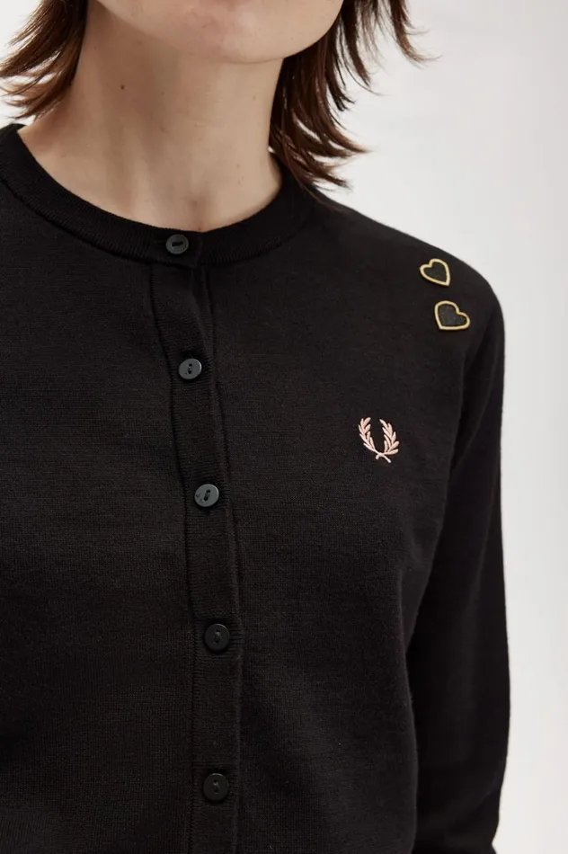 Women Amy Winehouse FoundationButtonThough Cardigan Black Fred Perry Knitwear