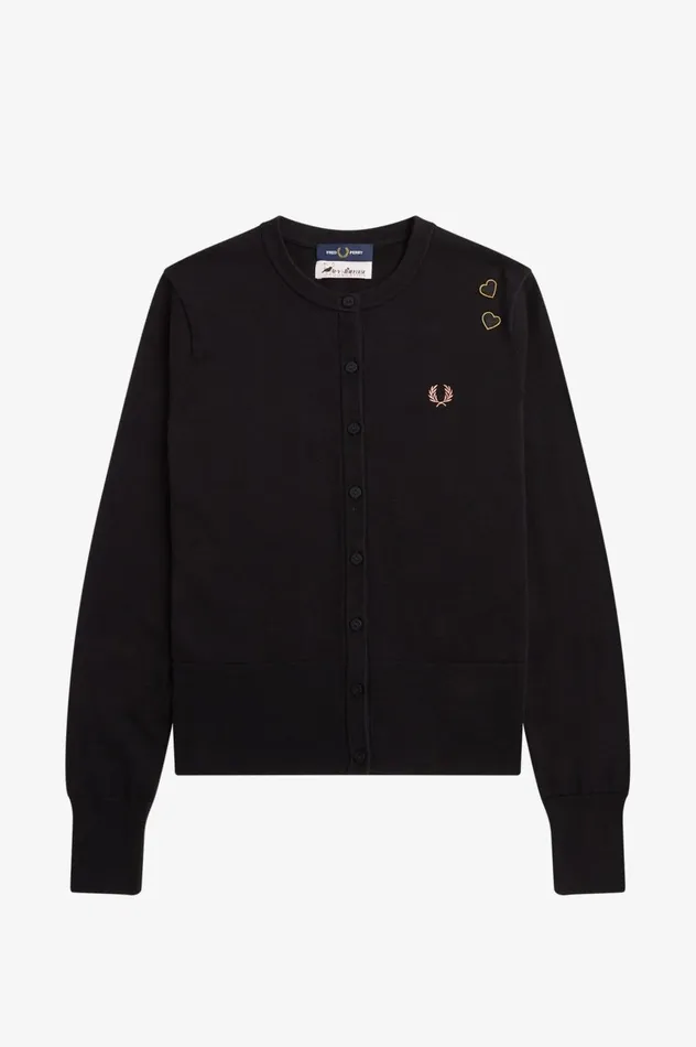 Women Amy Winehouse FoundationButtonThough Cardigan Black Fred Perry Knitwear