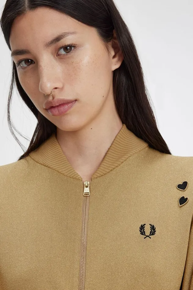 Women Amy Winehouse FoundationMetallic Knitted Bomber Jacket 1964 Gold Fred Perry Coats and Jackets Women Amy Winehouse FoundationMetallic Knitted Bomber Jacket 1964 Gold Fred Perry Coats and Jackets