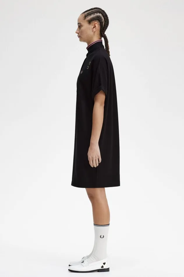 Women Amy Winehouse FoundationTipped Piqu Shirt Dress Black Fred Perry Dresses