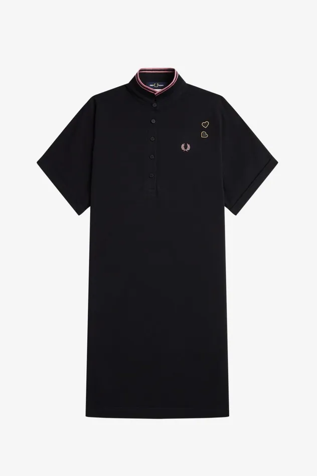 Women Amy Winehouse FoundationTipped Piqu Shirt Dress Black Fred Perry Dresses
