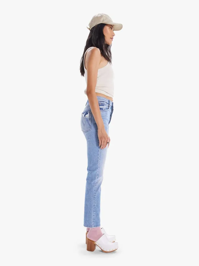 Women Ankle Mother Denim High Waisted Hiker Hover Medium Blue