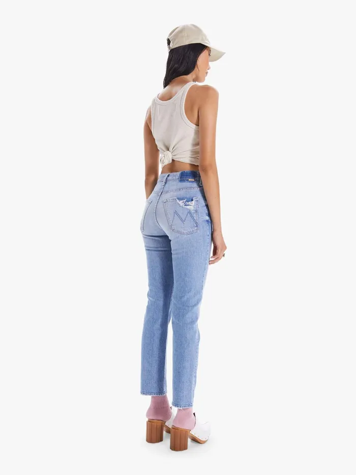 Women Ankle Mother Denim High Waisted Hiker Hover Medium Blue