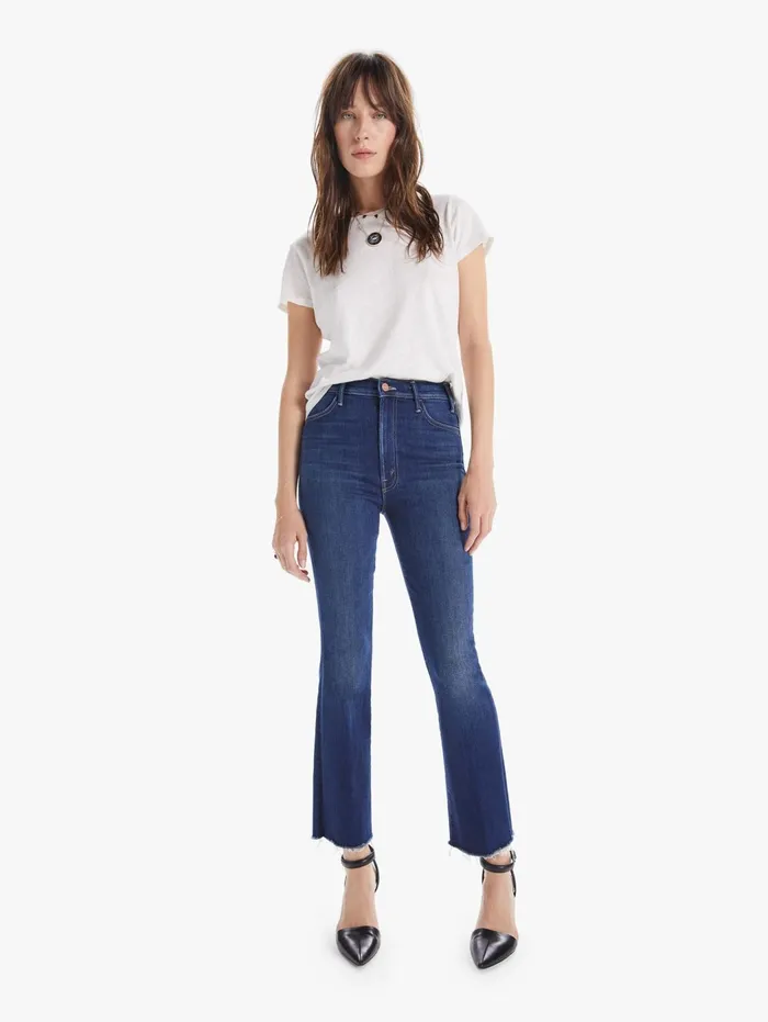 Women Ankle Mother Denim The Hustler Ankle Fray Dark Blue