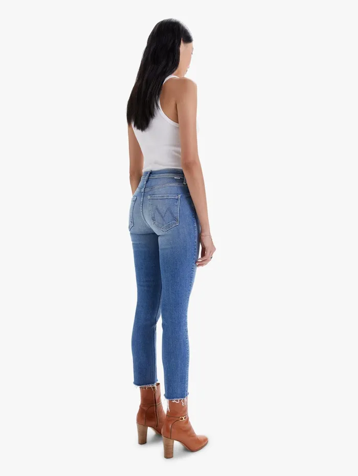 Women Ankle Mother Denim The Mid Rise Dazzler Ankle Fray Medium Blue