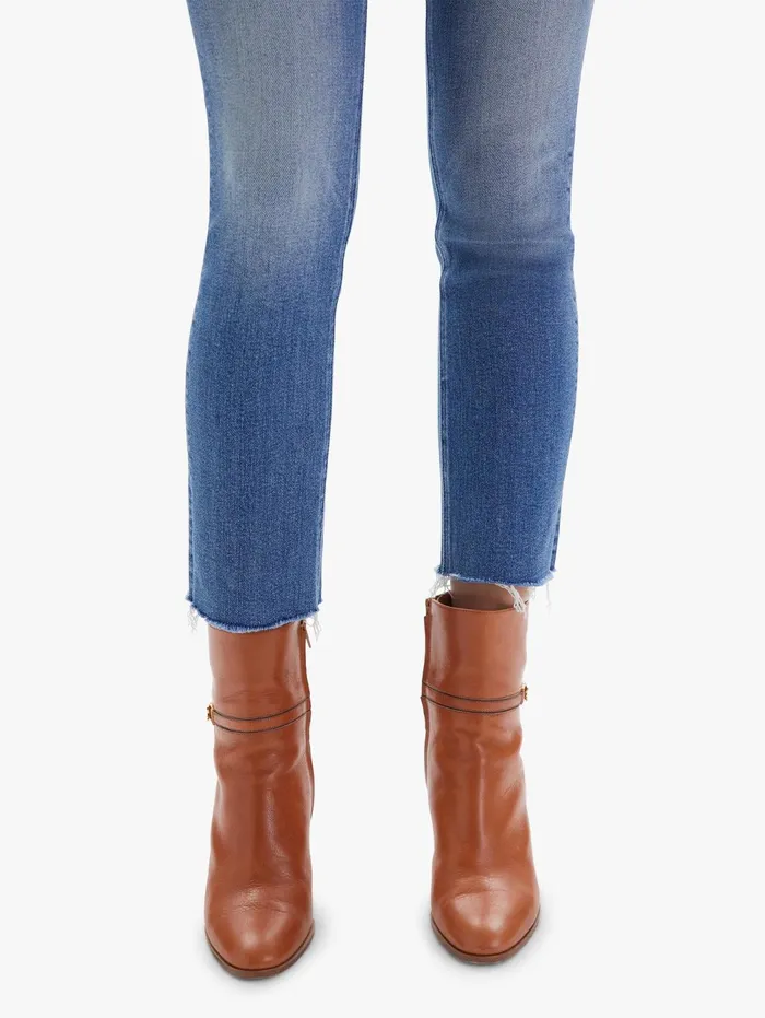 Women Ankle Mother Denim The Mid Rise Dazzler Ankle Fray Medium Blue