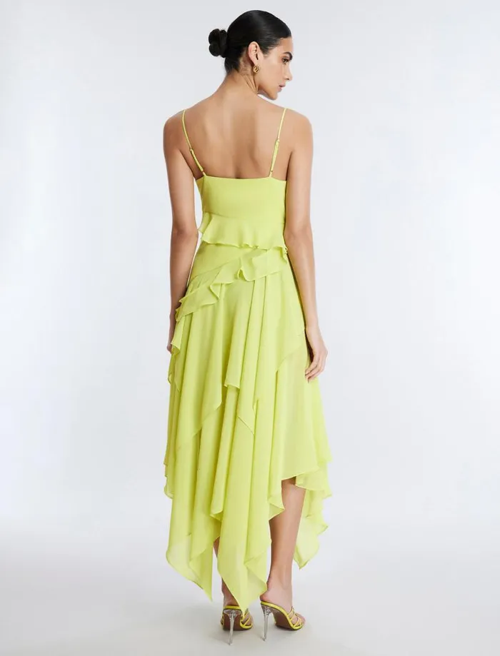 Women Annabel Ruffle Dress Yellow Plum BCBG Dresses Women Annabel Ruffle Dress Yellow Plum BCBG Dresses