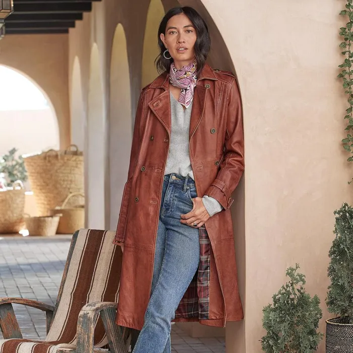 Women Araminta Leather Trench Coat Rust Sundance Catalog Jackets and Coats Women Araminta Leather Trench Coat Rust Sundance Catalog Jackets and Coats