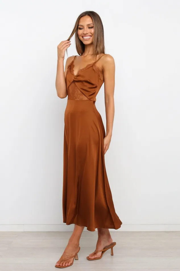 Women Ariel Dress Rust Satin Dresses Petal and Pup