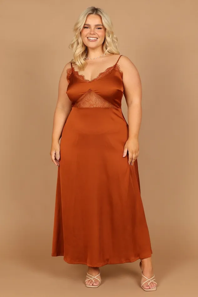 Women Ariel Dress Rust Satin Dresses Petal and Pup
