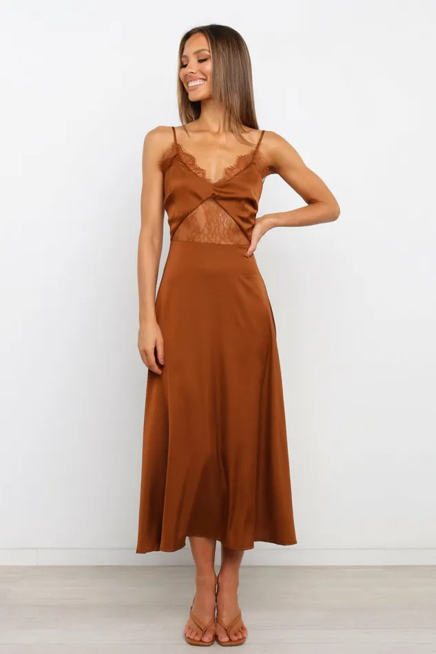 Women Ariel Dress Rust Satin Dresses Petal and Pup
