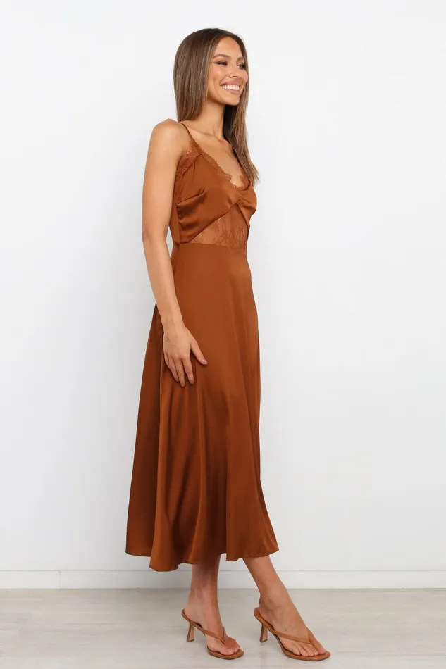 Women Ariel Dress Rust Satin Dresses Petal and Pup