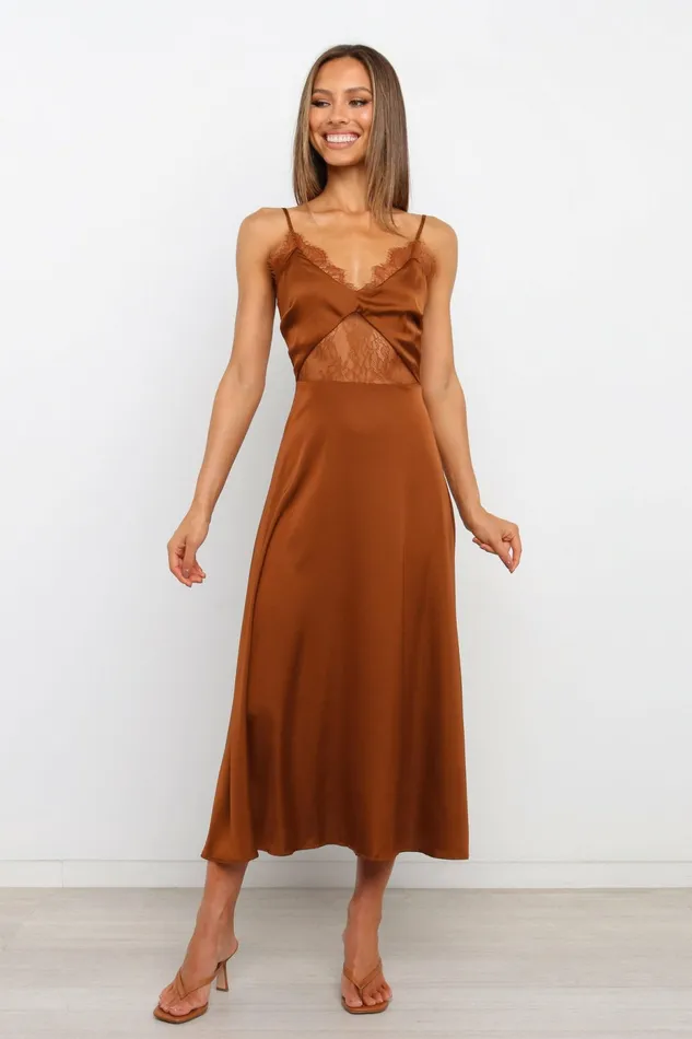 Women Ariel Dress Rust Satin Dresses Petal and Pup