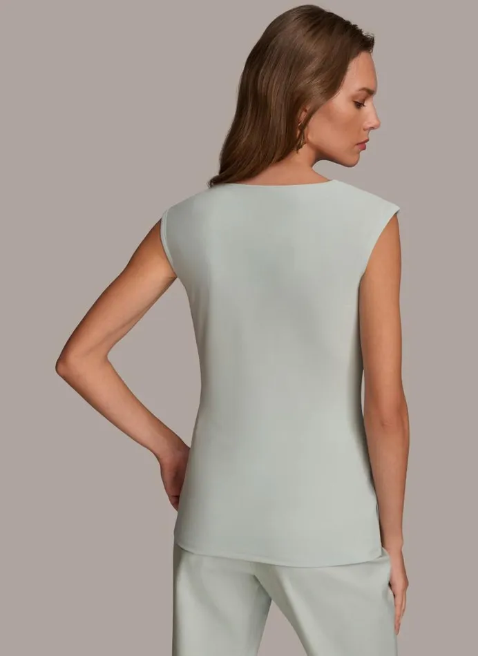 Women ASYMMETRICAL DRAPE SHOULDER TOP Blue Frost Donna Karan New York Sweaters And Tops Women ASYMMETRICAL DRAPE SHOULDER TOP Blue Frost Donna Karan New York Sweaters And Tops