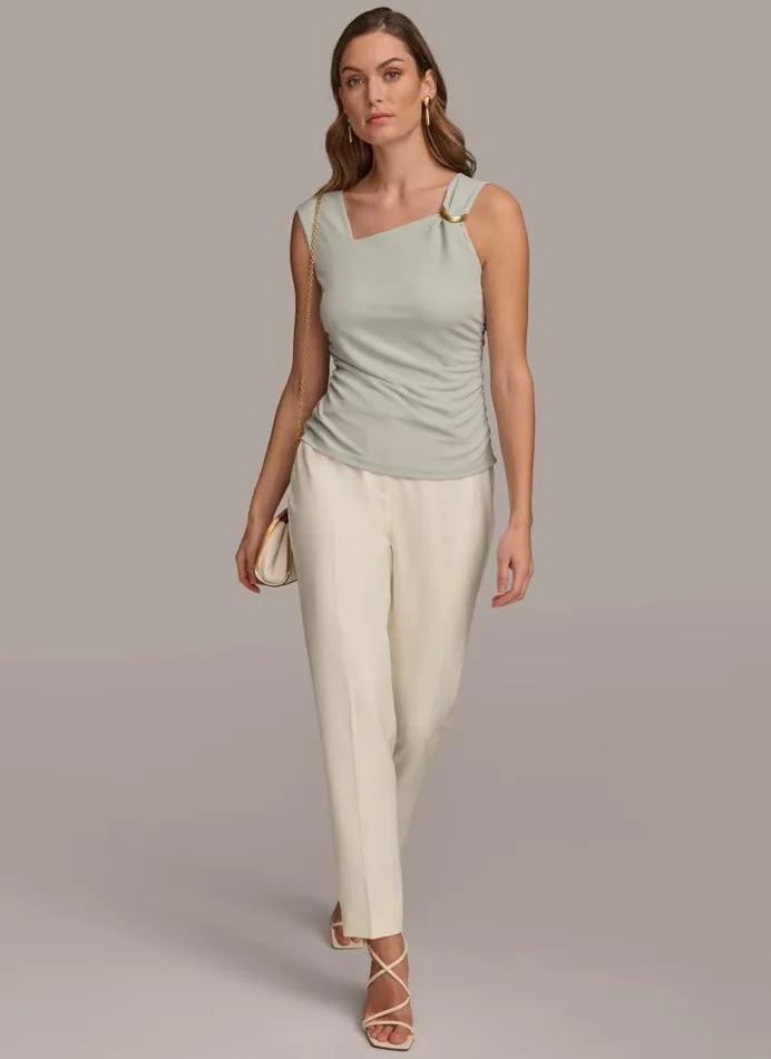 Women ASYMMETRICAL TOP WITH HARDWARE Blue Frost Donna Karan New York Sweaters And Tops Women ASYMMETRICAL TOP WITH HARDWARE Blue Frost Donna Karan New York Sweaters And Tops