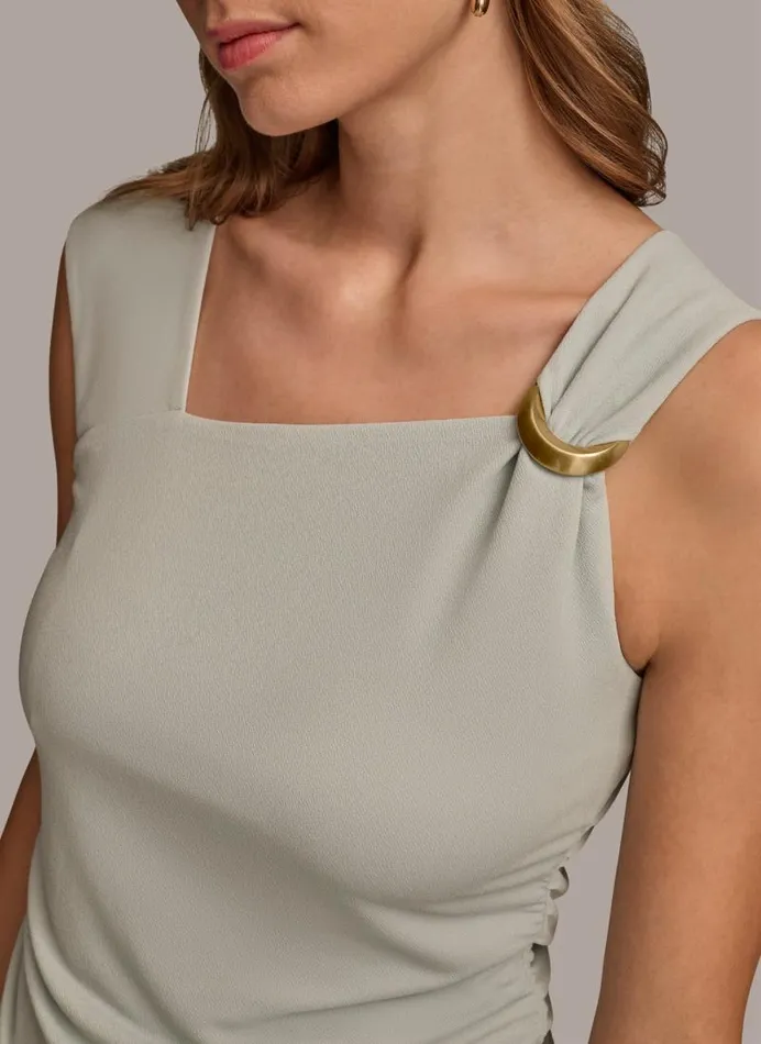 Women ASYMMETRICAL TOP WITH HARDWARE Blue Frost Donna Karan New York Sweaters And Tops Women ASYMMETRICAL TOP WITH HARDWARE Blue Frost Donna Karan New York Sweaters And Tops