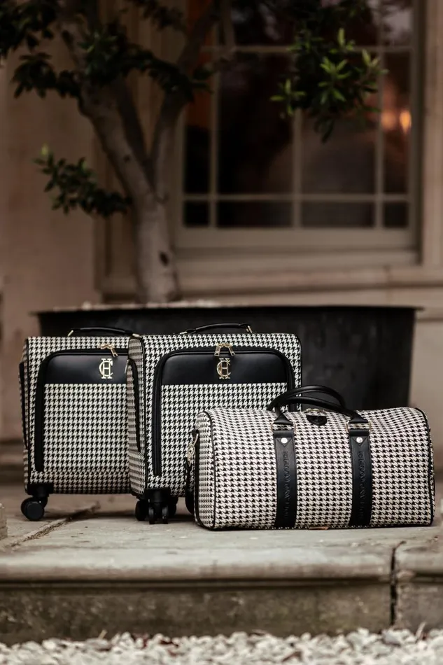 Women Bags Holland Cooper Knightsbridge Small Suitcase Ecru Houndstooth Women Bags Holland Cooper Knightsbridge Small Suitcase Ecru Houndstooth