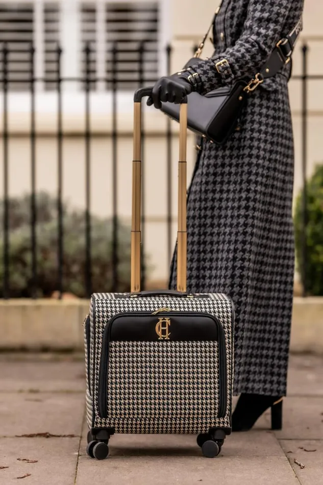 Women Bags Holland Cooper Knightsbridge Small Suitcase Ecru Houndstooth Women Bags Holland Cooper Knightsbridge Small Suitcase Ecru Houndstooth