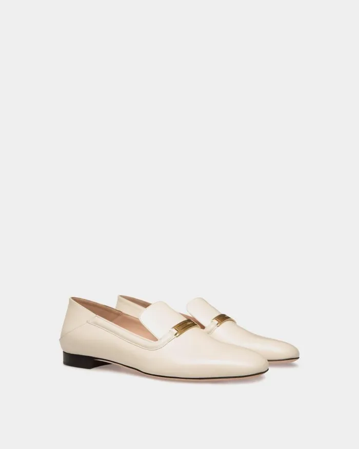 Women Bally Flats and Moccasins Deco Flat In White Leather White