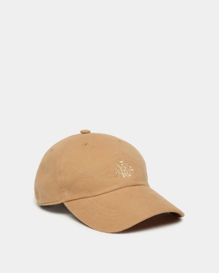 Women Bally Gloves and Hats Baseball Hat With A Bally Crest Logo In Camel Cotton Beige Women Bally Gloves and Hats Baseball Hat With A Bally Crest Logo In Camel Cotton Beige
