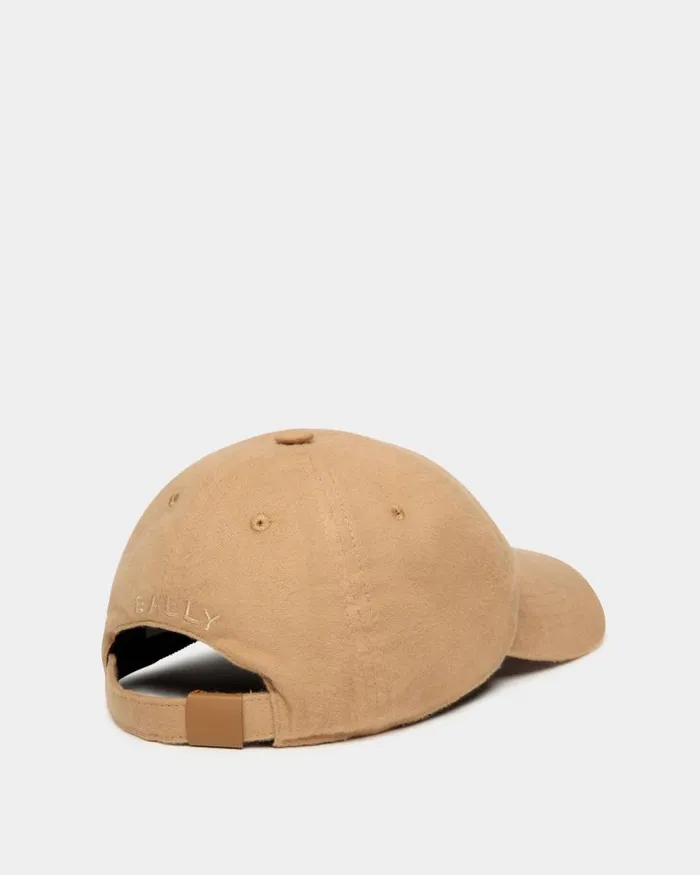 Women Bally Gloves and Hats Baseball Hat With A Bally Crest Logo In Camel Cotton Beige