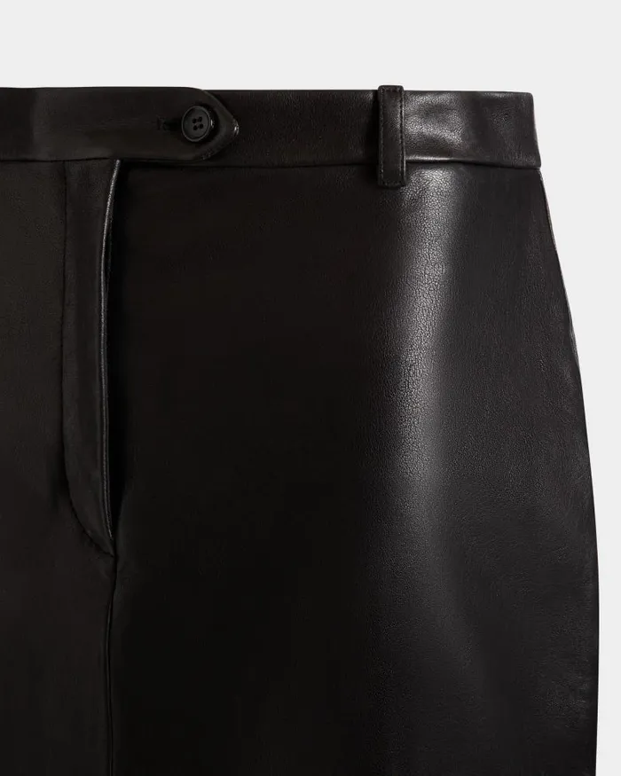 Women Bally Leather Long Skirt In Black Leather Black Women Bally Leather Long Skirt In Black Leather Black