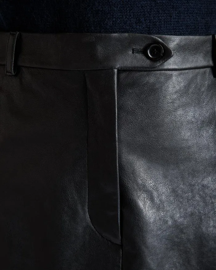 Women Bally Leather Long Skirt In Black Leather Black Women Bally Leather Long Skirt In Black Leather Black