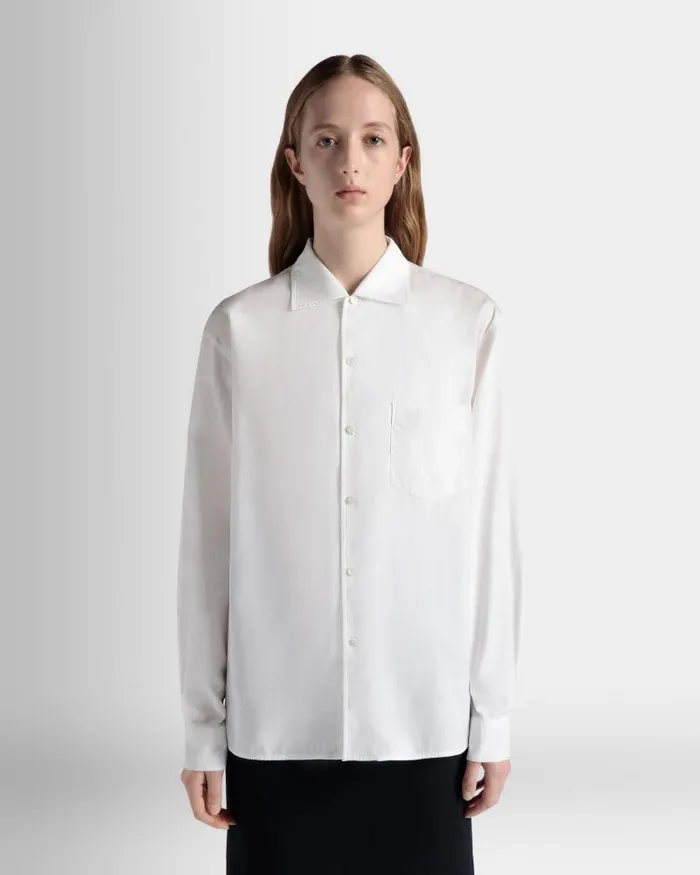 Women Bally Shirts and TShirts Long Sleeve Shirt In White Cotton White
