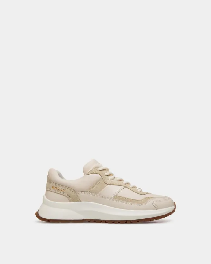 Women Bally Sneakers Outline Sneaker In Ivory And Champagne Leather White
