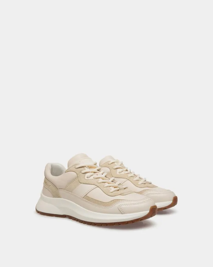 Women Bally Sneakers Outline Sneaker In Ivory And Champagne Leather White Women Bally Sneakers Outline Sneaker In Ivory And Champagne Leather White