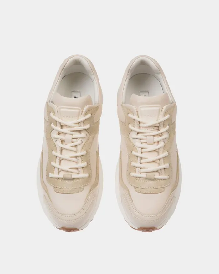 Women Bally Sneakers Outline Sneaker In Ivory And Champagne Leather White Women Bally Sneakers Outline Sneaker In Ivory And Champagne Leather White