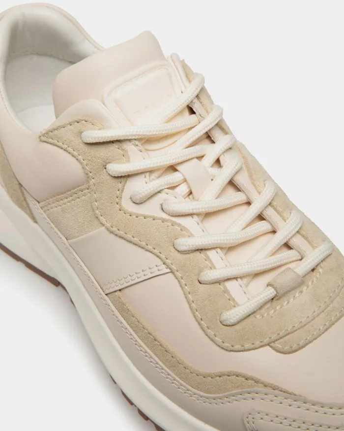 Women Bally Sneakers Outline Sneaker In Ivory And Champagne Leather White Women Bally Sneakers Outline Sneaker In Ivory And Champagne Leather White